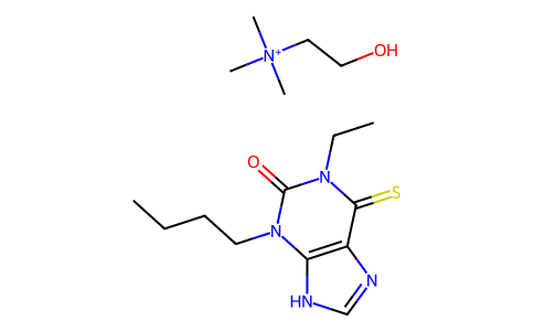 Choline, compd. with 3-butyl-1-ethyl-6-thioxanthine 97616-67-6